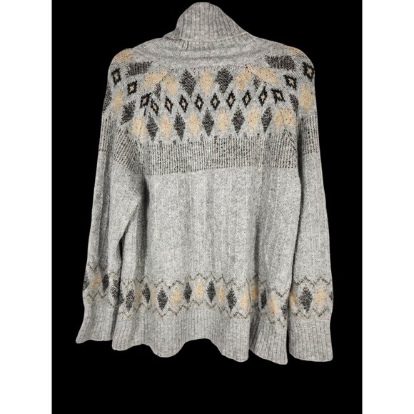 Artelier Nicole Miller Sweater Womens Icelandic Gray Fair Isle Knit 1X - Picture 6 of 6